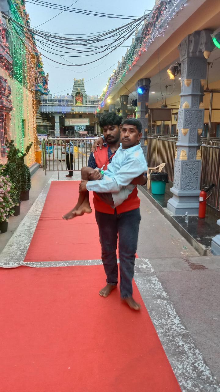 75 Youth Red Cross volunteers are rendering humanitarian services round the clock  in three shifts at Goddess Kanaka Durga Temple Indrakeeladri, Vijayawada.