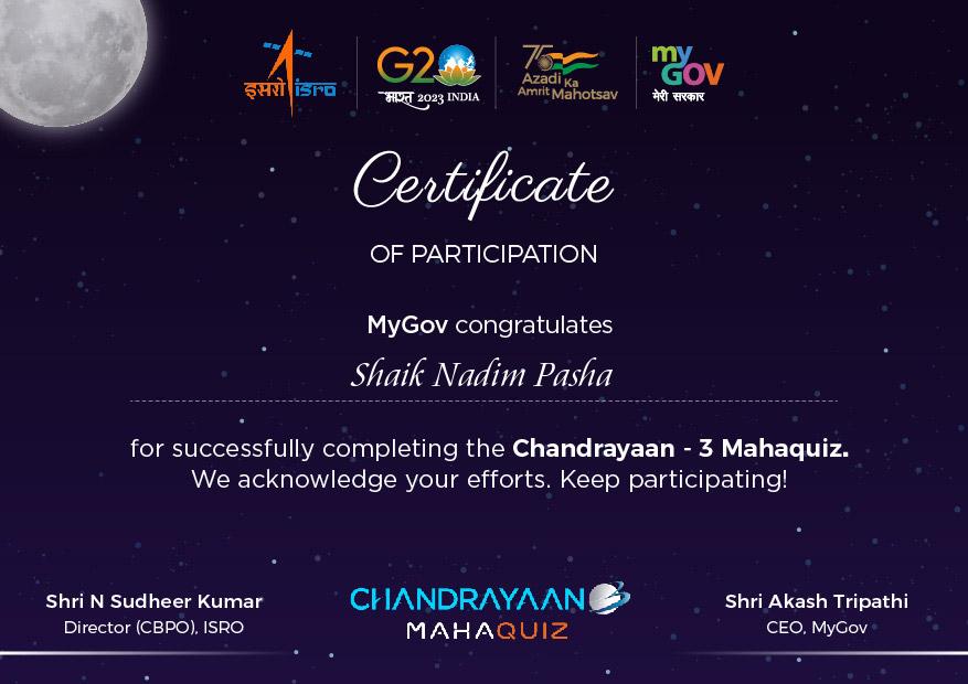 Participated in Mega quiz on Chandrayaan-3