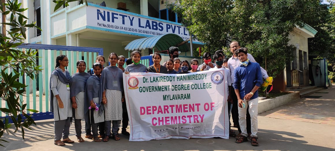 Department of Chemistry conducted a field trip to Nifty laboratories, Limited IDA-Kondapalli on 18/12/2021 for the students of III BZC and MPC. Dr.V.Phani Kumar, Lecturer in Chemistry